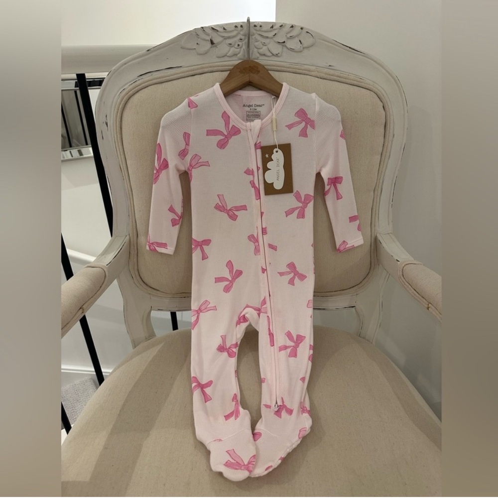🎀 9~12 Mth Rib Knit Limited Edition Bow Angel Dear Footie from Nordstrom NWT
